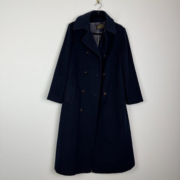 Eddie Bauer Vintage Blue Double Breasted Long Coat  Jacket Woman’s Size 9/10 - Picture 1 of 10
